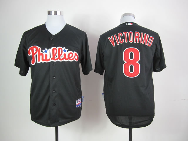 Men Philadelphia Phillies #8 Victorino Black MLB Jerseys